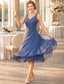 voordelige Jurkensets voor mama-Tweedelig A-lijn Over de knie Bruiloft gast jurk Moeder van de bruid jurk Korte mouw V-hals Elegant Grote maten Bruiloft gast Bruiloft Chiffon Wrap inbegrepen Korte Jas Jurken met Kralen Geplooid