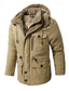 voordelige Cargo Jassen-Voor heren Winterjas Fleecejack Vrijetijdsjas Casual Dagelijks Thermisch Warm Zak Volledige ritssluiting Herfst Winter Effen Streetwear Dagelijks Capuchon Normaal blauw Zwart Bruin Khaki Leger Groen
