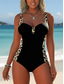 baratos Fatos de Banho 1 Peça-Maiô Feminino de uma Peça Redutor com Arame Leopardo Monokini Calcinhas Controle de Barriga Cintura Alta Slim Costas Nuas Moda de Férias Gráfico U Sem Mangas