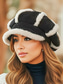 abordables Chapeaux pour femmes-Chapeau en velours côtelé de polyester épais pour femme, orné de fausse fourrure, disponible en plusieurs couleurs – idéal pour la mode automne-hiver