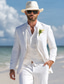preiswerte Hochzeitsanzüge-Herren Smokings Anzüge Strandhochzeit Frühlingshochzeit Weiß Frühling &amp; Sommer Anzug Gekerbtes Revers Lässig Formell Einfarbig Standard Passform 3-teilig Einreiher - 1 Knopf
