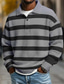 baratos Polo de rúgbi masculino-Homens Tiras Horizontais Camisas Polo Waffle Pólo Rúgbi Camisas Polo de Rugby Manga Longa Camisas polo Lapela Roupa de Esporte Casual Escola Roupa Esportiva Roupa Diária Impressão 3D Primavera Outono