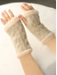 abordables Gants pour femmes-Gants tricotés sans doigts pour femmes, doublés de polaire pour plus de chaleur, disponibles en plusieurs couleurs, parfaits pour l'hiver et les tenues décontractées.