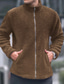 abordables Chaquetas y abrigos de hombre-Hombre Abrigo de invierno Abrigo de peluche Chaqueta casual Casual Diario Mantiene abrigado Bolsillo Full Zip Otoño Invierno Plano Ropa de calle Diario Cuello Mao Regular Azul Piscina Negro Azul