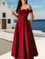 preiswerte A-Linie Abendkleider-A-Linie bodenlange formelle Kleider Abendkleid Quinceanera Kleider elegantes Party ärmellos Off-Shoulder Abendparty Hochzeit mit Schleife(n)