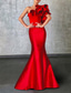 ieftine Rochii de seară sirenă-Trompetă  Sirenă Lungime Podea Rochii de bal Rochii de seara Rochie De Bal Rochie formală Corseturi Sexy Fără manșon Pe Umăr Oficial Invitat la nunta Tafta cu Volane Floarea Umărului