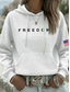 billiga Självständighetsdagen Topp-Självständighetsdag Patriotisk Kvinnors Pullover Hoodie Sweatshirt Grafik Bokstav Avslappnad Långärmad Huva Vanliga Toppar Avslappnad Gata Daglig klädsel Ficka Tryck Svart Vit Grå Vår Höst