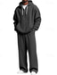 billiga grundläggande sweatsuits-Herr Huvtröja Träningsoverall Våffla hoodies Huvtröja &amp; byxor Uppsättning Luvtröja Dagligen Utomhus Semester Dagliga kläder Snörning Halv dragkedja Slät Vinrött Svart Vit Sportkläder Sport Mode Höst