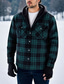 cheap Casual Jackets-Men's Winter Coat Shirt Jacket Fleece Jacket Casual Jacket Casual Daily Thermal Warm Pocket Fall Winter Plaid Streetwear Daily Hooded Regular Blue Black White Red Dark Green Jacket