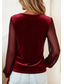 preiswerte Einfarbiges T-Shirt-Neujahr Damen Samt Einfarbig Stilvoll Langarm Wasserfallausschnitt Normale Oberteile Blau Schwarz Wein Herbst Winter
