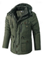 voordelige Cargo Jassen-Voor heren Winterjas Fleecejack Vrijetijdsjas Casual Dagelijks Thermisch Warm Zak Volledige ritssluiting Herfst Winter Effen Streetwear Dagelijks Capuchon Normaal blauw Zwart Bruin Khaki Leger Groen