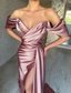 cheap Ball Gown Evening Dresses-Mermaid Trumpet Court Train Evening Gown Ball Gown with Overskirt Formal Dress Elegant Celebrity Style Silky Sleeveless Sweetheart Garden Party Wedding Satin with Pleats Ruched Slit