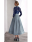 preiswerte Knöchellänge-A-Linie Knöchellänge Perlenbestickt Hemdblusenkleid Partykleid Brautmutterkleid Langarm Hemdkragen Hoher Ausschnitt Elegant Glitzern Hoher Schlitz Formell Hochzeitsgast Satin mit Glitzer Schlitz