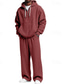 billiga grundläggande sweatsuits-Herr Huvtröja Träningsoverall Våffla hoodies Huvtröja &amp; byxor Uppsättning Luvtröja Dagligen Utomhus Semester Dagliga kläder Snörning Halv dragkedja Slät Vinrött Svart Vit Sportkläder Sport Mode Höst