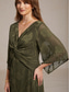 abordables Robes en chiffon-Femmes Robe maxi Robe en Chiffon Élégant Quotidien Plage Vacances Dentelle Coupe régulière Fleuri Manche 3/4 Col en V Olive