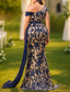 abordables Robes de bal-Ligne A Longueur au sol Broderie perlée Robe de Cérémonie Robe de la mère de la mariée Robes de Quinceanera Élégant Fête Grande taille Sans manches Épaules Dénudées Soirée Mariage avec Imprimé floral
