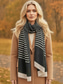 abordables Foulards pour femmes-Écharpe rayée en coton et lin pour femme – matière douce et légère, disponible en plusieurs couleurs, parfaite pour les tenues décontractées et hivernales.