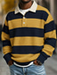 voordelige Rugbypolo voor heren-Voor heren Horizontale stroken Wafel Poloshirts Rugbypolo Rugby Poloshirts Lange mouw Poloshirt Revers Sportkleding Casual School Sportkleding Alledaagse kleding 3D-afdrukken Lente Herfst Winter