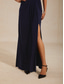 preiswerte Einfaches Kleid-Damen Maxikleid A Linie Kleid Elegant Abendgesellschaft Abschlussfeier Plissiert Normale Passform Einfarbig Ärmellos Rundhalsausschnitt Marineblau