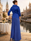 preiswerte Overalls für Mütter-Zweiteilig Hosenanzug Bodenlang Brautmutterkleid Langarm Revers Elegant Einfach Zugeschnitten Formell Hochzeitsgast Chiffon Stretch Satin mit Schärpe / Band Einfarbig