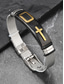 abordables Joyas para hombres-Pulsera cruzada de acero inoxidable para hombre: múltiples opciones de color, duradera y elegante, perfecta para uso casual y diario.