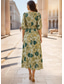 baratos Vestidos de Cocktail-Linha A Até o Tornozelo Vestido formal Vestidos de cocktail Elegante Meia Manga Gola Redonda Casamento Coquetel Jacquard com Laço(s)