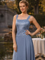 preiswerte Mamas Kleidersets-Kleid Sets Bodendeckendes Hochzeitsgast Kleid Mutter der Braut Kleid Langarm Quadrat Ausschnitt Elegant Einfach Hochzeitsgast mit Uni-Farbe