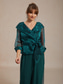 abordables Blusas Elegantes-Mujer Tops elegantes corbata frontal Transparente Elegante Manga 3/4 Escote en Pico Cuello Camisero Tops regulares Invitado a la boda Traje de cóctel Verde esmeralda Verano Primavera Otoño