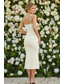 voordelige Kleine Witte Jurken-Strak kolom Tot de enkel Witte jurk Kleine witte jurk Elegant Open rug Mouwloos Spaghettibandjes Bruiloft Stretchstof Blote Rug met Plooien