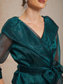abordables Blusas Elegantes-Mujer Tops elegantes corbata frontal Transparente Elegante Manga 3/4 Escote en Pico Cuello Camisero Tops regulares Invitado a la boda Traje de cóctel Verde esmeralda Verano Primavera Otoño