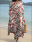 economico Abiti floreali-Vestito maxi da donna in lino simile traspirante leggero abito da sole abito a linea abito estivo vacanza casual boho quotidiano spiaggia vacanza maniche 3/4 scollo a giro