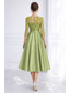 cheap Cocktail Dresses-A-Line Tea Length Beaded Eembroidered Formal Dresses Mother of the Bride Dress Cocktail Dresses Wedding Guest Dresses Elegant Pastel 3/4 Length Sleeve Boat Neck Formal Cocktail Party Satin Lace with