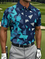 preiswerte Golfpolo für Herren-Herren Geometrisch Golf Sport-Poloshirts Kurzarm Polo-Shirts Hemden mit Kragen Lässig Athleisure Knöpfe Sommer Frühling Blau Weiß Grün