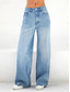 お買い得  ワイドレッグ＆ハイウエスト-女性用 ジーンズ ワイドレッグ ファッション ストリートファッション 全長 ハイウエスト 平織り ポケット 快適 ソフト マイクロエラスティック アウトドア ストリート ブルー 春 &amp; 秋 春、夏、秋、冬 レギュラー