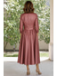 abordables Longueur de cheville-Ligne A Longueur thé Robe de Derby Robe de Mère de Mariée  manche longue Col de chemise Élégant ancien Simple Formel Kentucky Derby Taffetas avec Noeud(s)