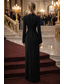 ieftine Rochii de smoking-Pentru femei Rochie blazer Rochie de smoking Trompetă  Sirenă Afaceri Invitat la nunta Satin Crep stretch Elegant Oficial Manșon Lung Lungime Podea Șap de rețea Cu Doi Nasturi