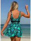 abordables Tankinis-Mujer Bañadores Tankini 2 piezas Vestidos Traje de baño Espalda al Aire Vacaciones Ropa de playa Floral Graphic Escote en Pico Sin Mangas Trajes de baño