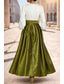 cheap Cocktail Dresses-A-Line Floor Length Cocktail Dresses Formal Dress Elegant Color Block Glittering Long Sleeve V Neck Garden Party Wedding Pocket Taffeta Stretch Satin with Pleats Pocket