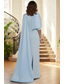 billiga Golvlängd-Åtsmitande Golvlång Formell klädsel Aftonklänning Klänning till brudens mor 3/4 ärm Rund hals Elegant Formell Satäng Stretch crepe med Enfärgat