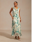 cheap Floral Dress-Women's Maxi Dress Chiffon Dress Vacation Daily Vacation Wedding Guest Floral Sleeveless Cowl Neck Green