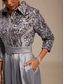 billige Blomsterkjole-Dame Maxikjole Kjole med A-linje Empire midjekjoler Fit And Flare Dress Elegant Formelt Aftenselskap Eksamen Paljetter Blonde Normal Helfarge Blomstret 3/4 ermer Skjortekrage Sølv
