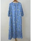 economico Abiti floreali-Vestito maxi da donna in lino simile traspirante leggero abito da sole abito a linea abito estivo vacanza casual boho quotidiano spiaggia vacanza maniche 3/4 scollo a giro
