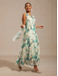 cheap Floral Dress-Women's Maxi Dress Chiffon Dress Vacation Daily Vacation Wedding Guest Floral Sleeveless Cowl Neck Green