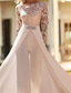 billiga Ballgowns för kvällsbruk-Tvådelad Jumpsuits Golvlång Bröllopsklänningar Kvälls klänningar Balklänning med överkjol Formell klädsel Ledigt Formell Långärmad Rundhals Avtagbar Chiffong Spets med Applikationsbroderi