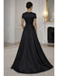 ieftine Rochii de seară în linie A-Linia -A Asimetric Lungime Podea Rochii de seara Rochie De Bal Rochie formală Elegant Mătăsos Manșon scurt Stil Nautic Nuntă Oficial Buzunar Satin Glugă la Spate cu Flori brodată Pliuri Volane