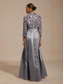 billige Blomsterkjole-Dame Maxikjole Kjole med A-linje Empire midjekjoler Fit And Flare Dress Elegant Formelt Aftenselskap Eksamen Paljetter Blonde Normal Helfarge Blomstret 3/4 ermer Skjortekrage Sølv