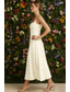 cheap Little White Dresses-A-Line Tea Length White Dress Little White Dress Elegant Open Back Sleeveless Spaghetti Strap Wedding Formal Stretch Fabric Backless with Pleats Solid Color