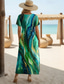 baratos Arte &amp; Design Vestidos-Mulheres Vestido midi Vestidos Para o Verão Vestido A Line Férias Casual Estilo Praia Para Noite Normal Âmbar Gráfico Geométrica Manga Curta Crewneck Azul Rosa Roxo Verde Verão