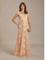 abordables Vestido Floral-Mujer Vestido maxi Vestido tubo Vestido cola de Sirena Elegante Invitado a la boda Fiesta de Cóctel Lentejuelas Encaje Bordado Floral Manga Corta Escote en Pico Champaña