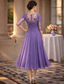 ieftine Lungimea ceaiului-Linia -A Lungimea ceaiului Rochie de petrecere Rochie de Cocktail Rochie pentru invitata de nunta Rochie Mama Miresei Manșon Jumate Bijuterie Elegant Invitat la nunta Petrecere Logodnă Șifon Tulle cu